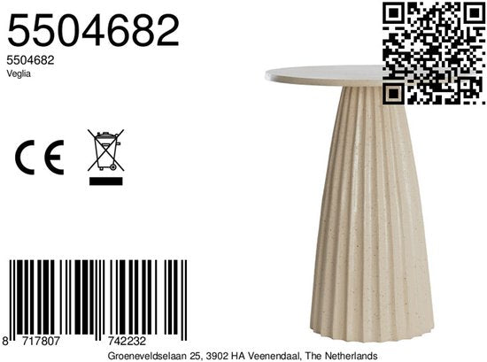 Light & Living Table d'appoint Veglia - Sable - Ø45cm - Moderne
