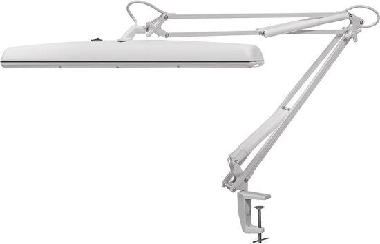 Velleman Lampe de bureau avec pince, bras pivotant, interrupteur marche/arrêt, 60 cm de large, 3x 14 W, 6500 K, blanc