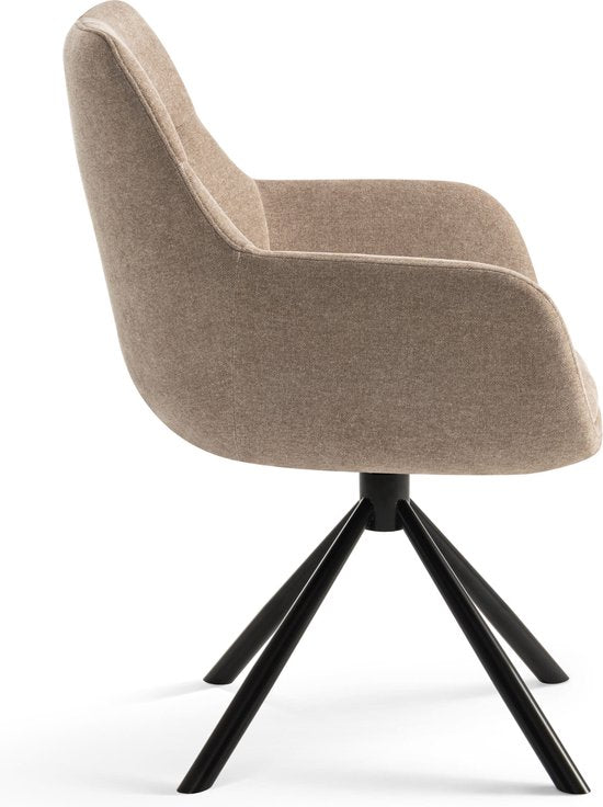Furnihaus Olivia - Chaise de salle à manger pivotante - Accoudoirs - Beige - Tissu