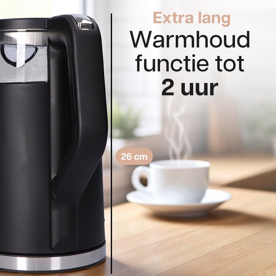 Bouilloire HomeShift® avec contrôle de la température - Fonction maintien au chaud - Double paroi - Électrique - 1,7 litre - 2200W - Noir