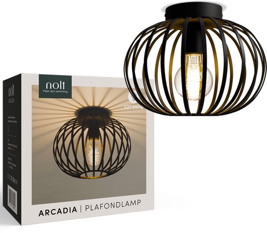 Plafonnier Nolt - Plafonnier E27 Lampe - Industriel - ⌀ 25cm - Noir