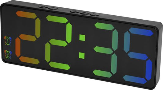 Nuvance Réveil numérique - Réveil numérique - Réveil pour enfants et adultes - Réveil de voyage - Chambre à coucher - Réveil Led numérique - Noir RGB