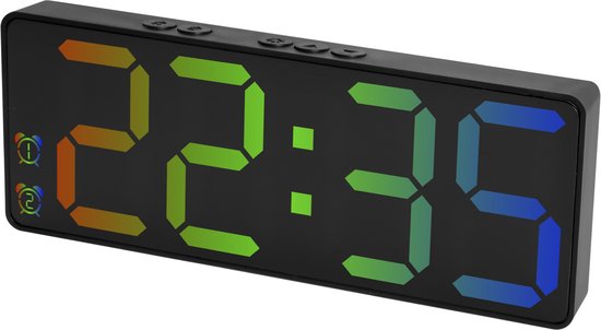 Nuvance Réveil numérique - Réveil numérique - Réveil pour enfants et adultes - Réveil de voyage - Chambre à coucher - Réveil Led numérique - Noir RGB