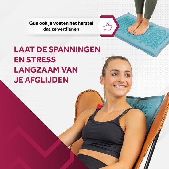 Northwall Nail Mat avec oreiller et sac de transport - Matelas d'acupression avec oreiller pour les ongles - Lit pour les ongles - Acupuncture - Méditation - Massage Shakti - Bleu