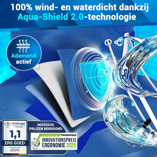 Nextcover Poncho de pluie pour femmes et hommes | Cape de pluie avec technologie AquaShield 2.0, coupe-vent et imperméable | Idéal pour le cyclisme, la randonnée et la pêche | Poncho de vélo pour adultes Unisexe | Poncho