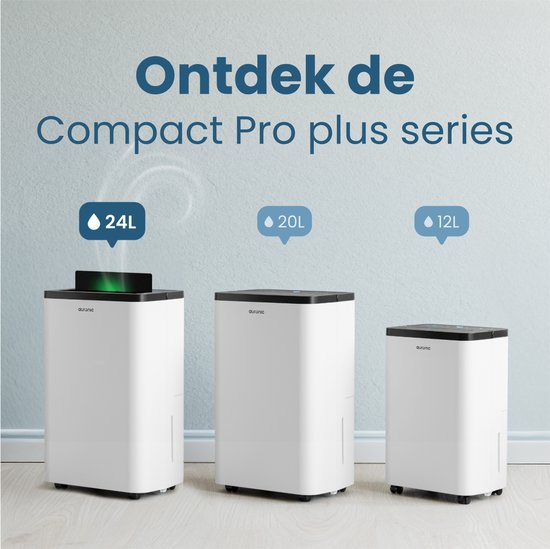 Déshumidificateur et purificateur d'air Auronic - Compact Pro Plus - 24L - Chambre à coucher, salle de bain, salon et bureau - Détecteur d'humidité pour l'intérieur - Blanc