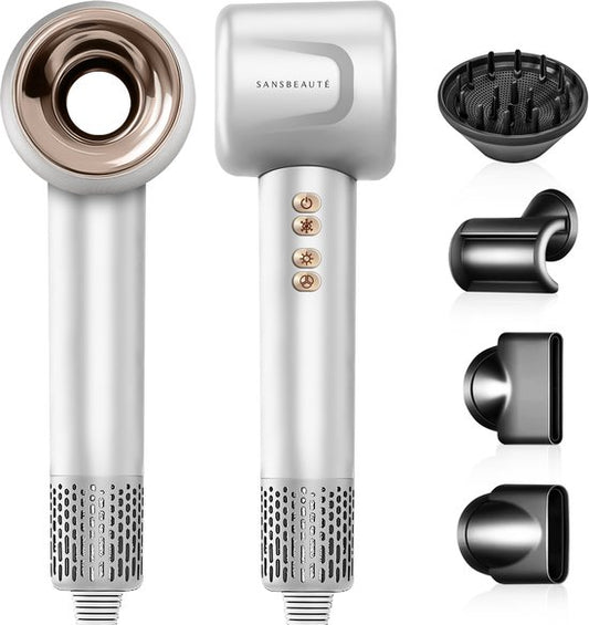 Sansbeauté® Sèche-cheveux avec diffuseur - Boucles - 110,000RPM - Sèche-cheveux ionique avec brosse - 4 accessoires - Sèche-cheveux de voyage - Curl Feun Set - Sèche Cheveux - Sèche-cheveux avec déflecteur - Sèche-cheveux - 1600W