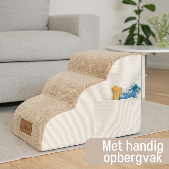 By Cee Cee Marchepieds pour chiens - marchepieds robustes - marchepieds pour chiens - 3 marches - 40x57x40cm - marron et beige - Kai