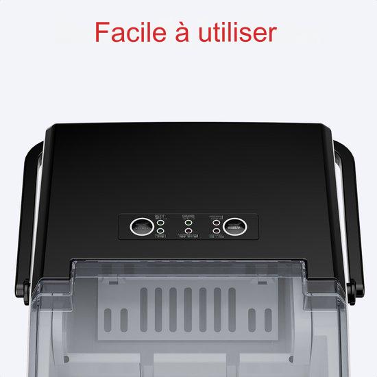 Machine à glaçons 1.5L KitchenBrothers 12kg/24h - Portable - Fonction auto-nettoyante - Noir