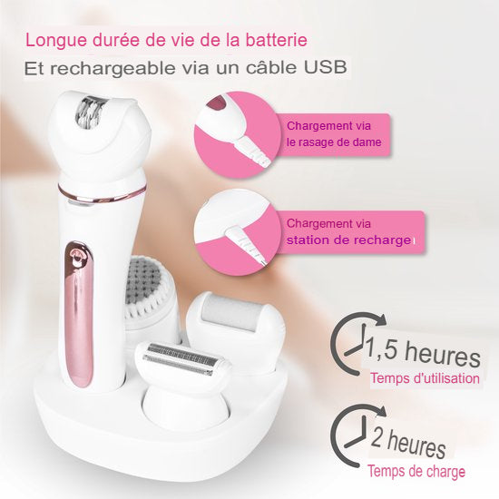 Epilateur 5-en-1 pour le Visage et le Corps femmes Nuvance - 5 accessoires