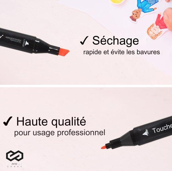Infinity Goods Marqueurs professionnels à alcool 168 pièces - pointe double face - sac de rangement avec support