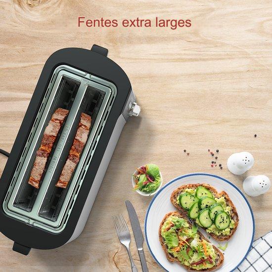 Grille pain - KitchenBrothers - Toaster - 6 niveaux de chaleur - 1520W - inox/noir