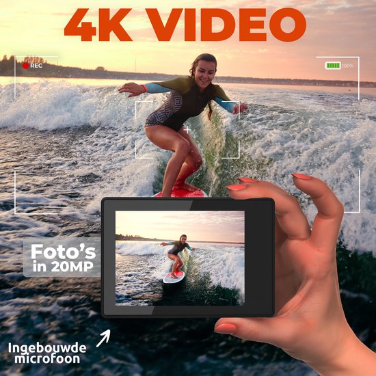 Caméra d'action Denver 4K - 20MP - F- 120/60/30 FPS