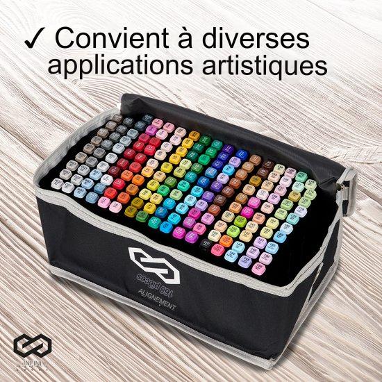 Infinity Goods Marqueurs professionnels à alcool 168 pièces - pointe double face - sac de rangement avec support