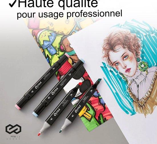 Infinity Goods Marqueurs professionnels à alcool 168 pièces - pointe double face - sac de rangement avec support