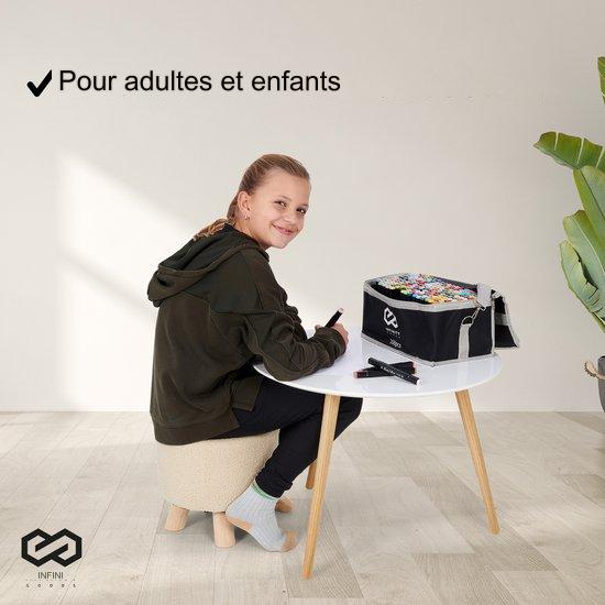 Infinity Goods Marqueurs professionnels à alcool 168 pièces - pointe double face - sac de rangement avec support