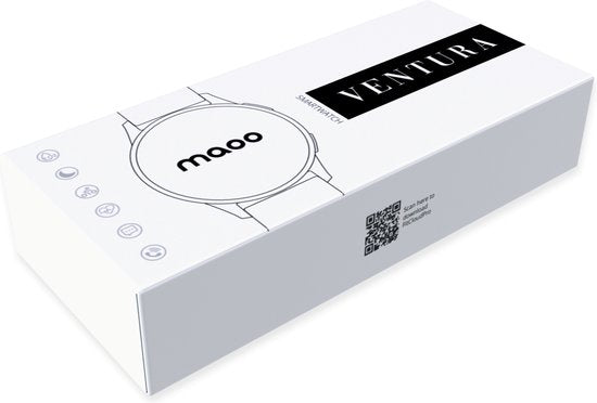 Maoo Ventura AMOLED Smartwatch Ladies - Acier inoxydable et bracelet en silicone 3x - Podomètre - Moniteur de fréquence cardiaque - Moniteur de sommeil - Multisport - Convient à Android et iOS - Noir