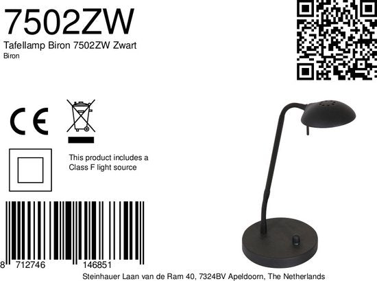 Mexlite lampe à poser Biron - noir - métal - 7502ZW