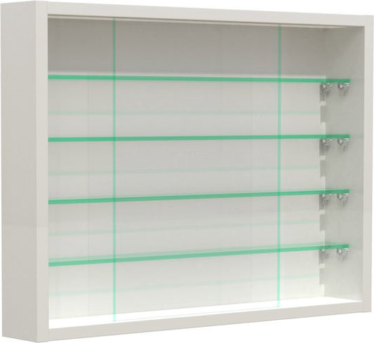 Vitrine murale suspendue/debout - étagères en verre 50 cm de large x 4,5 de profondeur - portes coulissantes