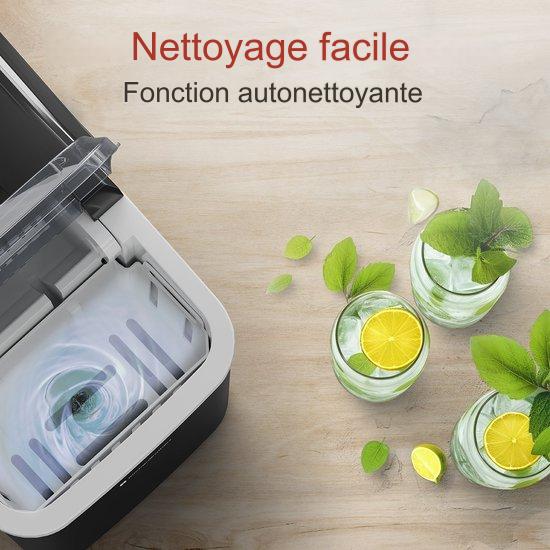 Machine à glaçons 1.5L KitchenBrothers 12kg/24h - Portable - Fonction auto-nettoyante - Noir