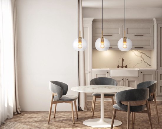 Globo - lampe suspendue - ADARA - bronze - verre - grande lampe de table pour salle à manger - E27 - 15462H2