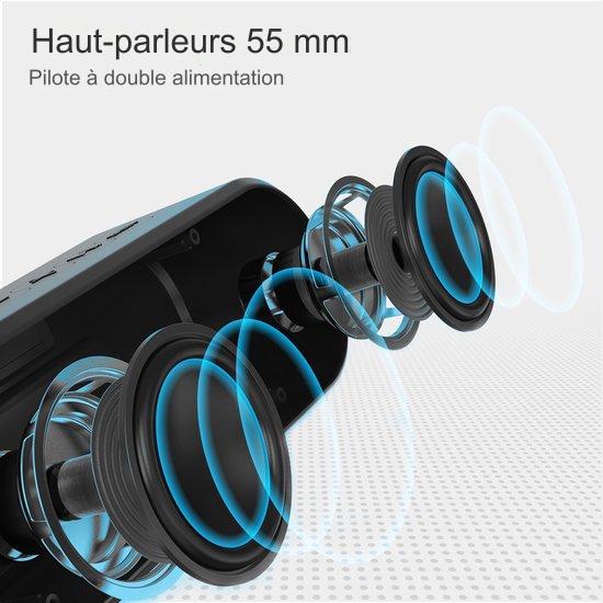 Enceinte Bluetooth Auronic - Boîte à musique sans fil - 20 heures d'écoute de musique - Extra Bass - Noir