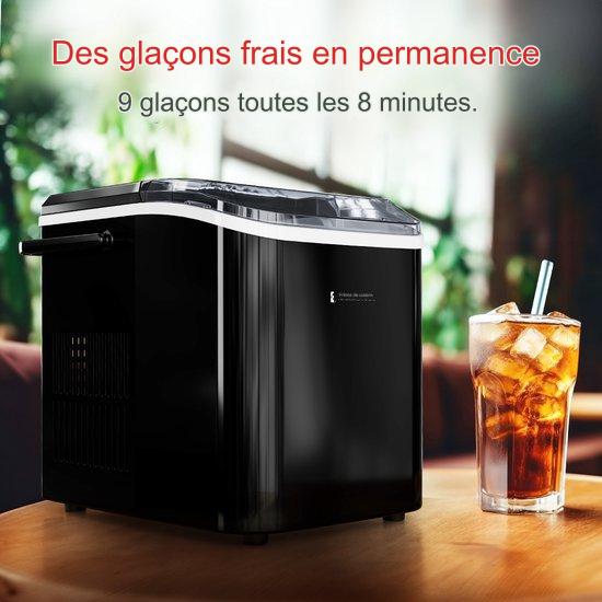 Machine à glaçons 1.5L KitchenBrothers 12kg/24h - Portable - Fonction auto-nettoyante - Noir