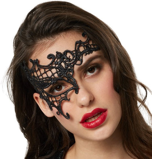 Dressforfun Masque noir en dentelle fantomina - costume de déguisement pour Halloween - carnaval - 303522
