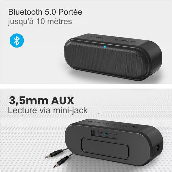 Enceinte Bluetooth Auronic - Boîte à musique sans fil - 20 heures d'écoute de musique - Extra Bass - Noir