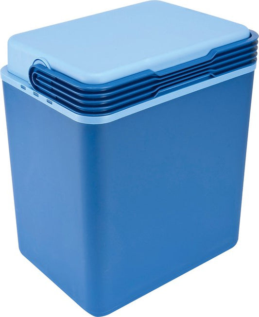 Zens - Cool Box - 32 litres - Plastique bleu et blanc - Refroidissement passif - Pour la plage et le camping - Léger et spacieux