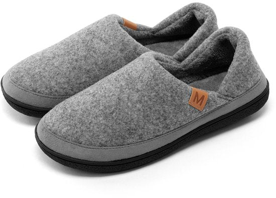 Milanoro Chaussons chauds et confortables pour hommes - talons compensés - Gris - Taille 41-42