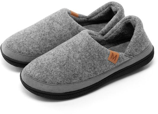 Milanoro Chaussons chauds et confortables pour hommes - talons compensés - Gris - Taille 41-42