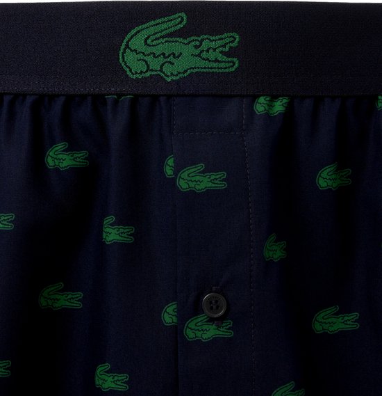 Lacoste - Caleçon long - Taille XXL et coupe confortable - Taille élastiquée avec logo et jambes ajustées - Pour un usage quotidien et pour la chaleur - Coton noir et vert