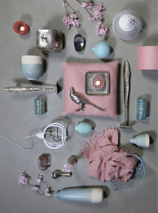 Light & Living Abat-jour cylindrique Livigno - Rose - Ø30x21cm - pour lampes de table, lampes suspendues