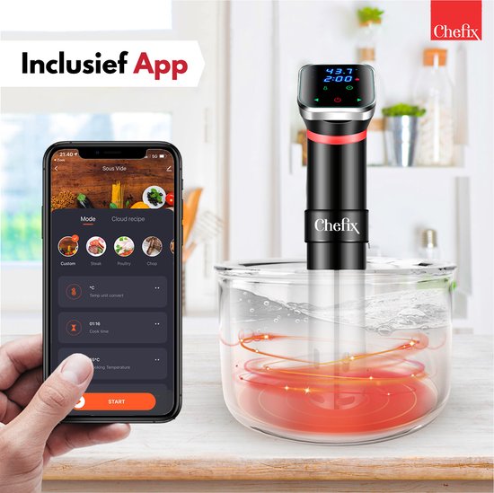 VAIVE Sous Vide Stick - Wi-Fi et application inclus - Mijoteuse intelligente - Cuiseur de cuisson