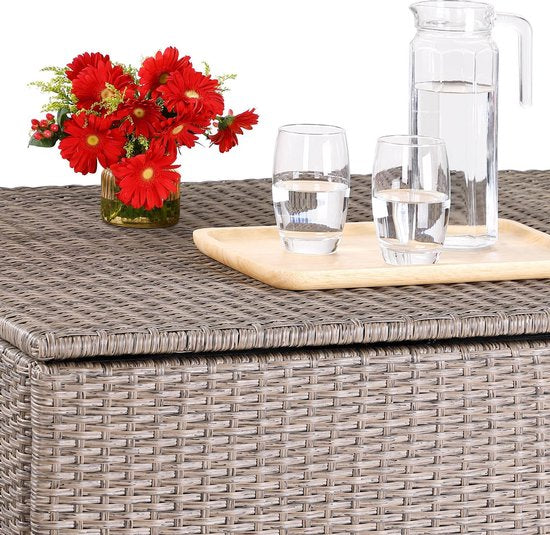 Boîte à coussins en polyrotin, Casaria, 318 L avec couvercle, 75x75x70cm, Geige