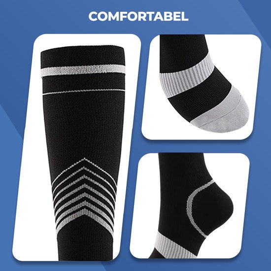 Chaussettes de compression Roegaarden - Chaussettes de compression - Chaussettes de soutien - Taille 40-44 - Noir