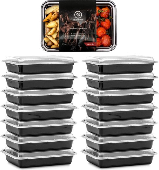 Fitcrafters Meal Prep Trays - Plateaux fraîcheur - Plateaux congélation - 14 pièces - 1 compartiment - 1L - sans BPA