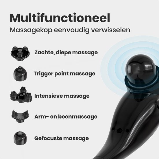 Appareil de massage Auronic - cou et dos - sans fil - 5 accessoires - noir/gris