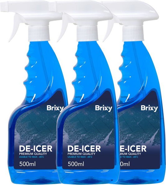 Brixy 3-Pack Antifreeze Spray - Dégivreur de pare-brise pour voiture - Spray dégivrant puissant - Dégivreur - Hiver - 3x 500ml