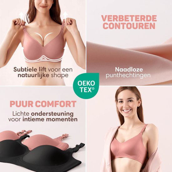 Vulpes Goods® BabyCare - Soutien-gorge d'allaitement sans armature - Soutien-gorge de maternité - Soutien-gorge de nuit - Soutien-gorge d'allaitement sans couture - bretelle réglable - tissu ultra doux - rembourrage amovible - devant avec rabat - pratique