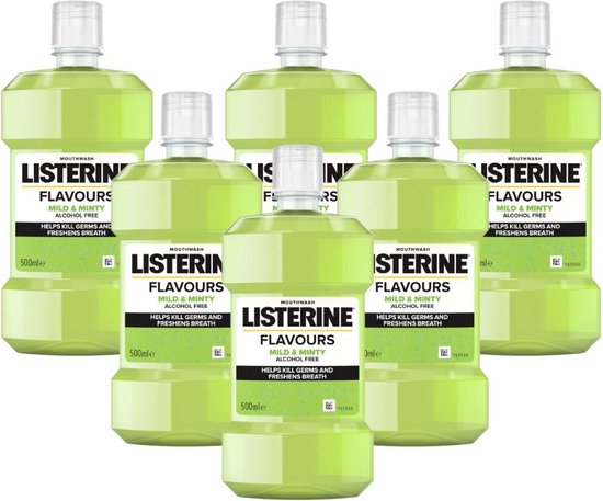 LISTERINE - Saveurs douces et mentholées - 6X 500 ml - Emballage économique
