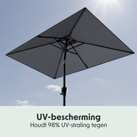 LifeGoods Parasol - Jardin - 210x140cm - 30° inclinable - Imperméable - UPF50+ - Gris foncé
