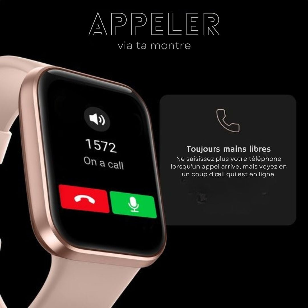 Montre connectée - MAOO - Femmes - Fonction complète de cloche - Moniteur de fréquence cardiaque - Podomètre - Multisport - Compatible Android et iOS - Rose