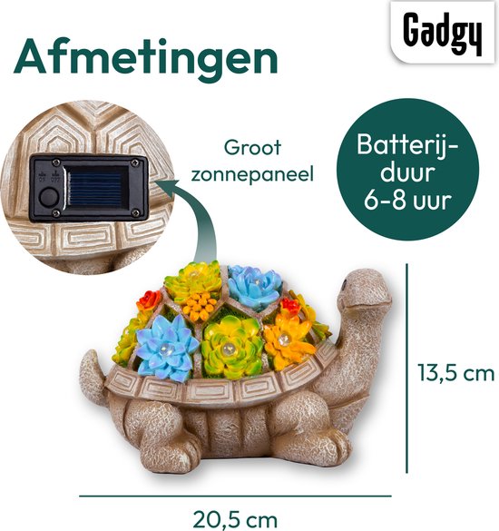 Gadgy Lampe solaire de jardin tortue - Lampe solaire de jardin - Lampe solaire de table - Lampe d'extérieur Statue de jardin - Lanterne de jardin avec capteur jour/nuit - Eclairage pour l'extérieur - Lanterne de jardin
