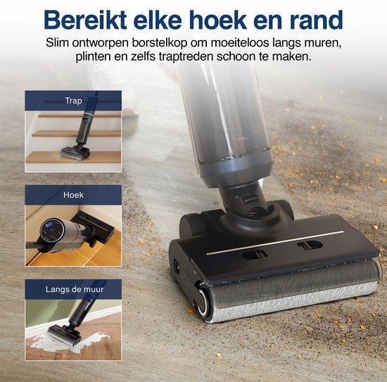 Samako Aqualis S1 - Aspirateur avec fonction serpillière - 2-1 Floor cleaner - Wet Dry Mop Vacuum cleaner - Self-cleaning and Drying - 35min battery life