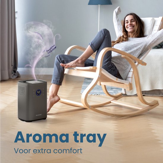 Auronic Humidificateur - 4 litres - 40m2 - Convient au salon, au bureau, à la chambre à coucher, à la chambre de bébé et plus encore - Avec aromathérapie - Sans BPA - Gris