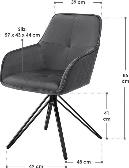 Chaise pivotante de salle à manger Clyde - Gris foncé