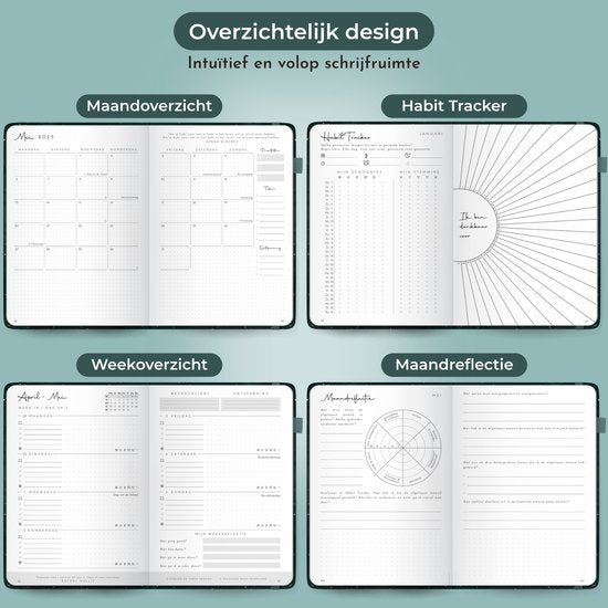 Systemyze Agenda 2025 Adultes - Planificateur - Journal - Organiseur - Feuilles d'autocollants incluses - Format A5 - Bleu gris