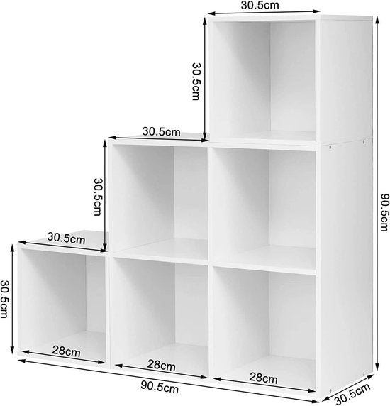Bibliothèque Woltu 6 étagères - 90 x 90 x 30 cm - MDF blanc - modulable et élégante